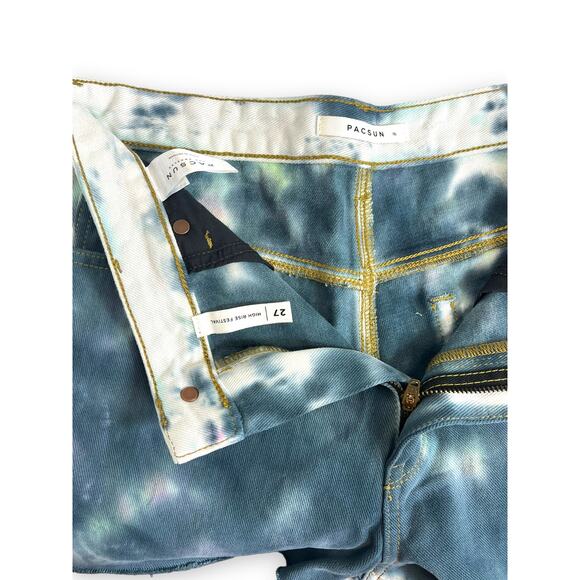 Pacsun High Rise TIE DYE FESTIVAL Denim Jean Shorts | Sz 27 | New! - Picture 6 of 9